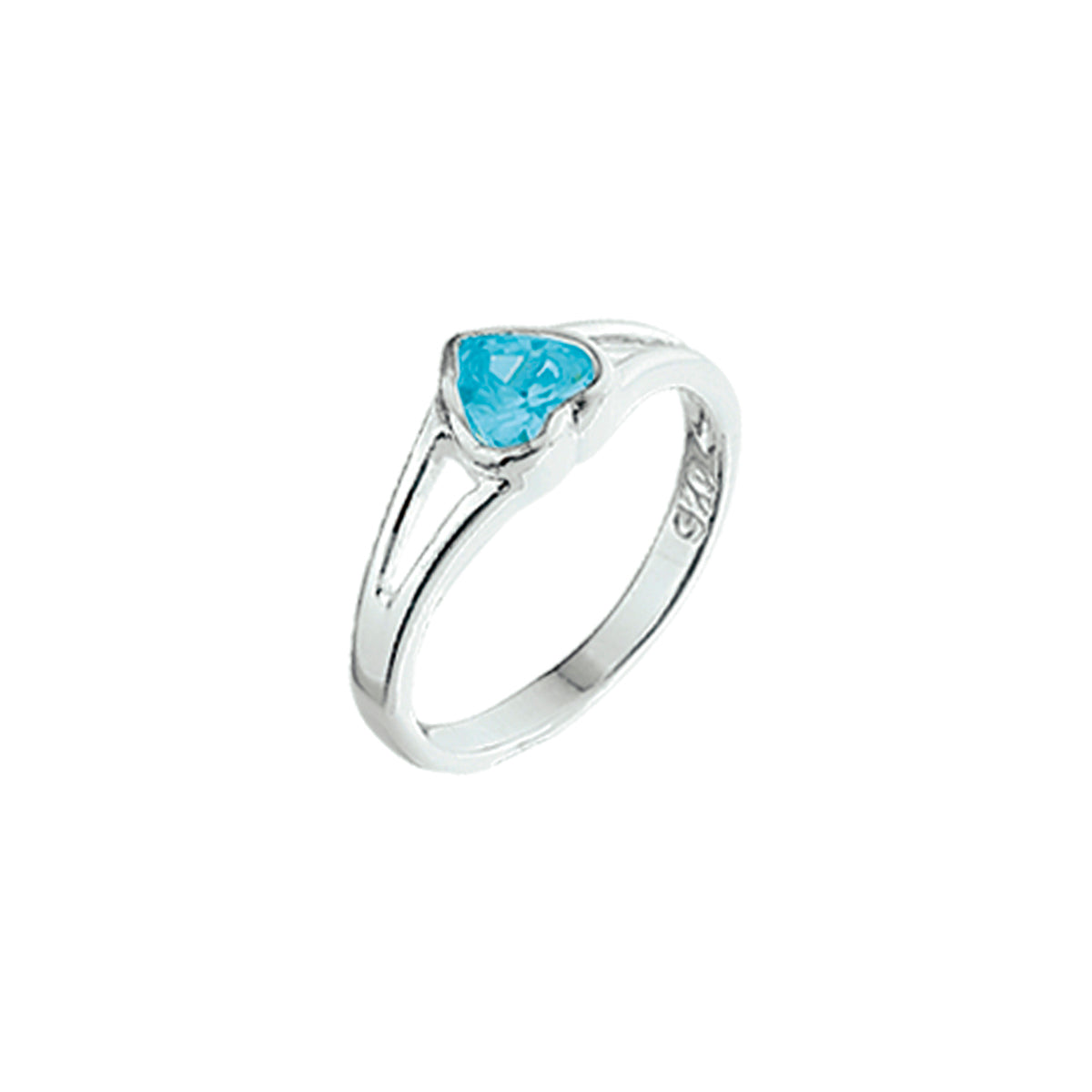ring hart blauw zirkonia zilver wit