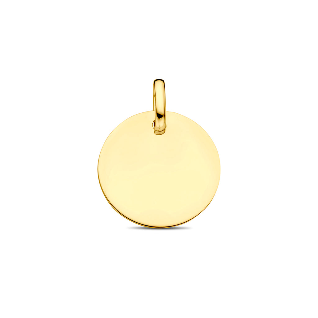 graveerhanger rondje 13,5 mm 14K geelgoud