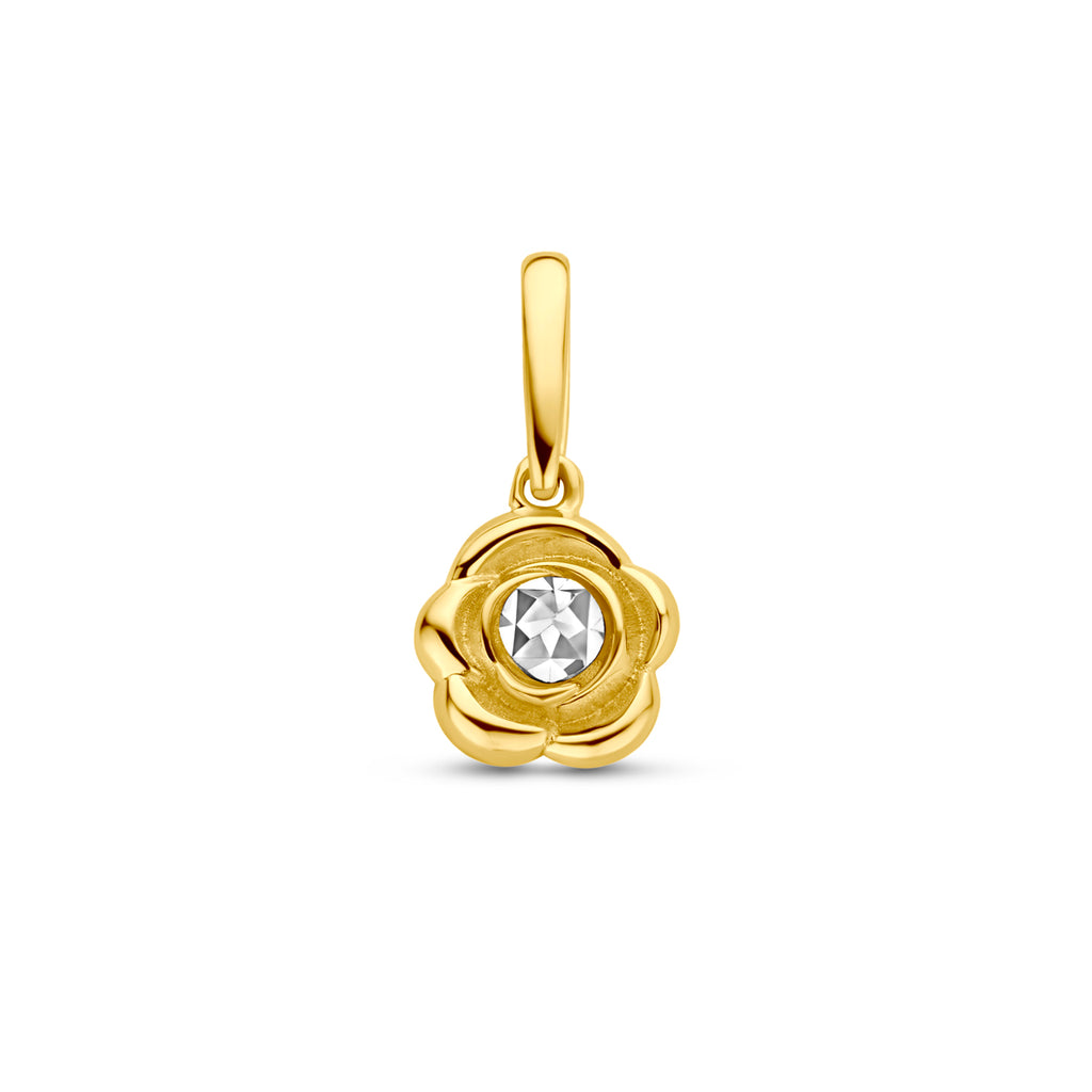 Anhänger Blume 12 mm 14K Bicolor Gold Gelb/Weiß