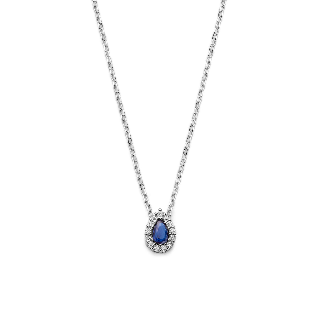 collier saffier zirkonia 41 - 43 - 45 cm zilver gerhodineerd