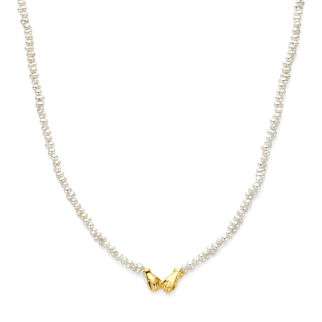 collier parels 40 + 5 cm 3 micron zilver verguld (geel)