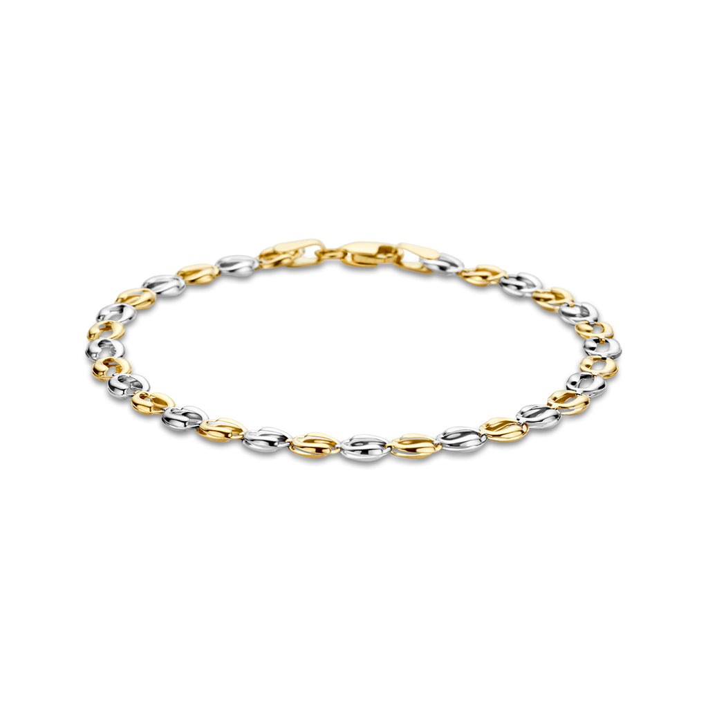 armband 4,5 mm 19 cm 14K bicolor goud geel/wit