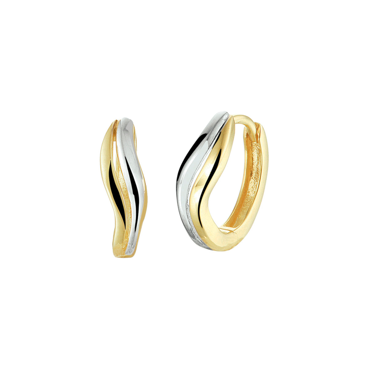 klapoorringen bicolor gestift 14K geelgoud