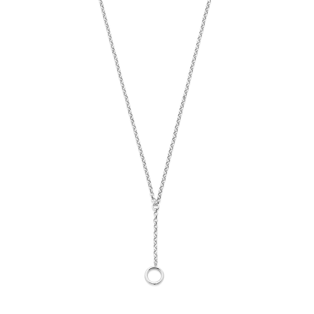 Y-Halskette rund 42 + 3 cm rhodiniertes Silber