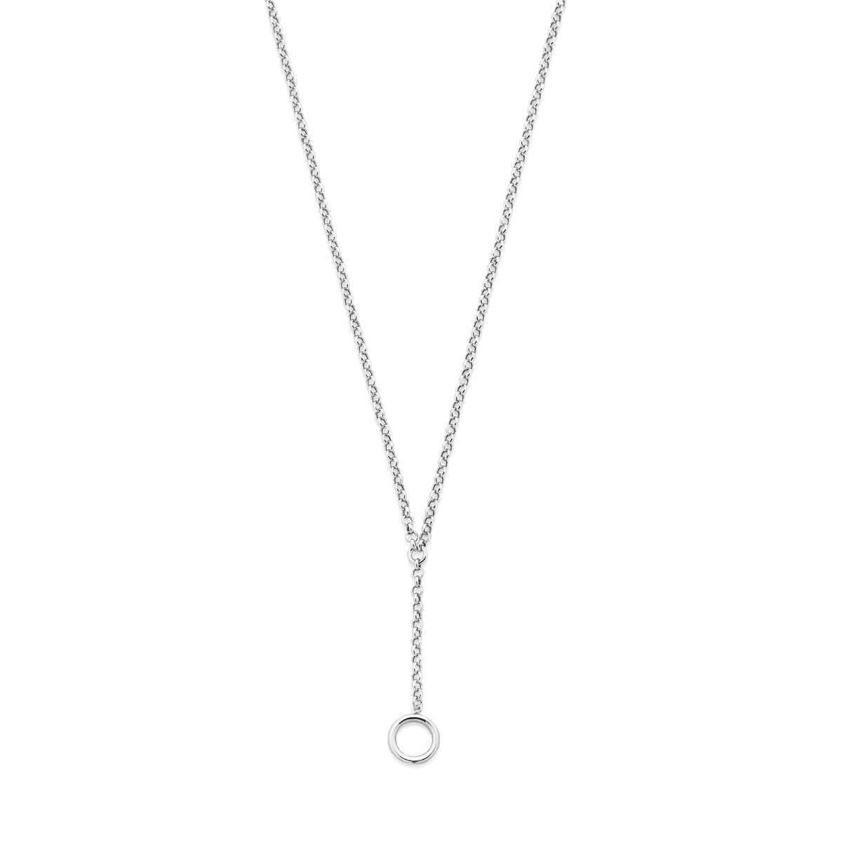 Y-Halskette rund 42 + 3 cm rhodiniertes Silber