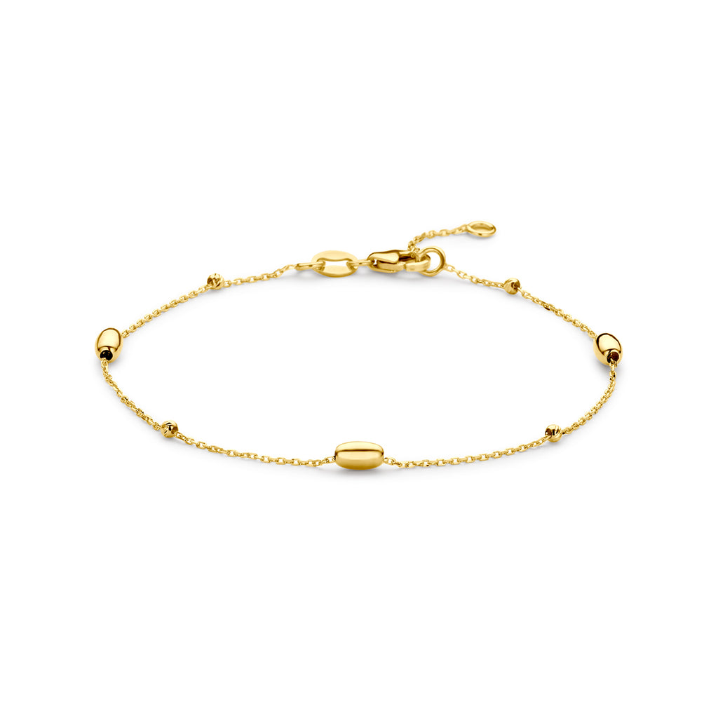 armband 17 - 19 cm 14K geelgoud - rondje,bolletje,ringetje,draad