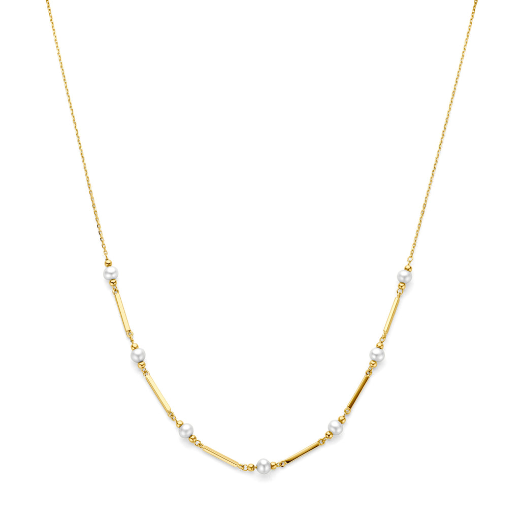 collier parels 42 + 3 cm 14K geelgoud