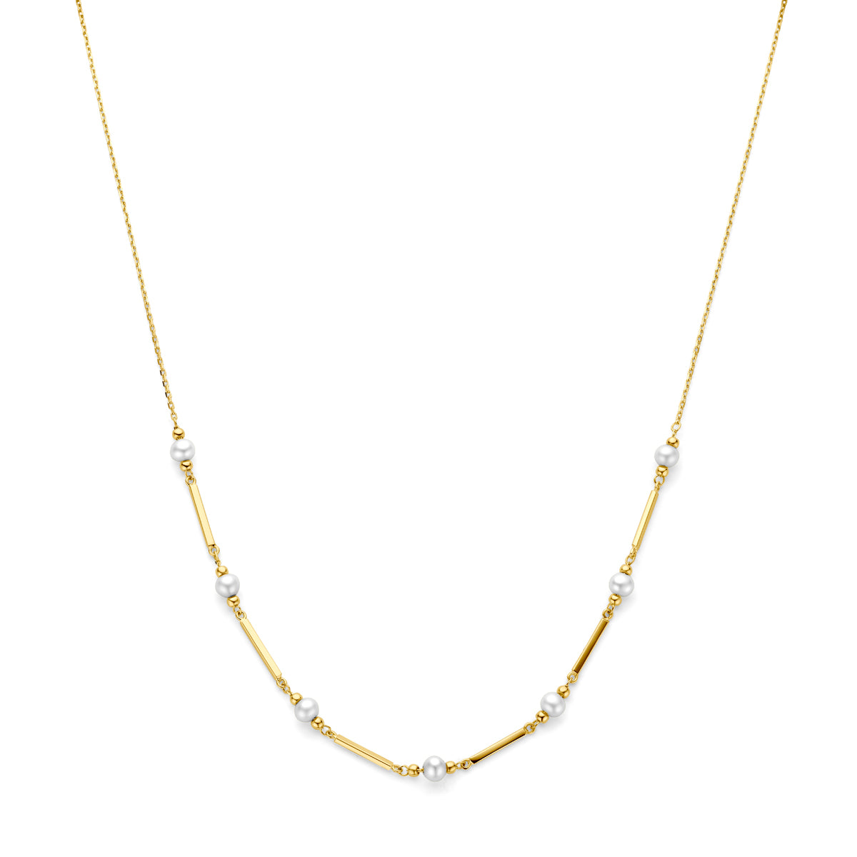 collier parels 42 + 3 cm 14K geelgoud