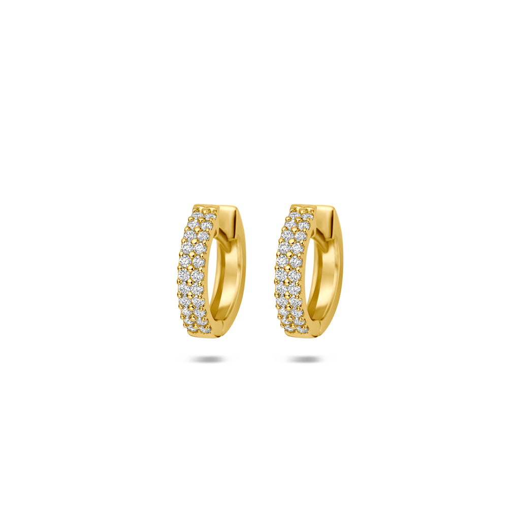 klapoorringen rond zirkonia 12 mm 14K geelgoud - rond