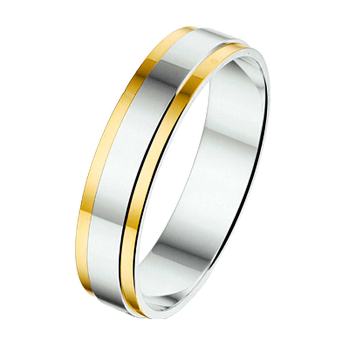 ring 4,5 mm zonder steen goud met zilver