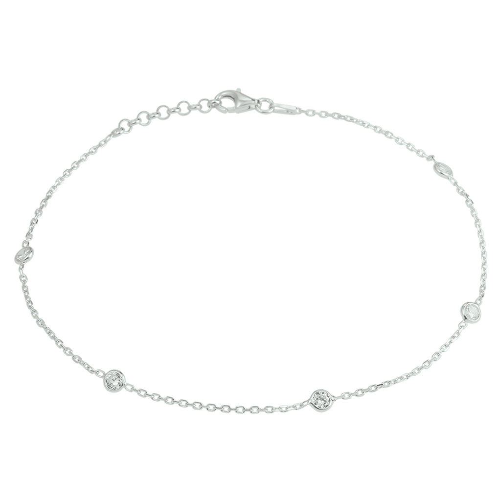 Fußkettchen Zirkonia 24 + 2 cm Silber rhodiniert