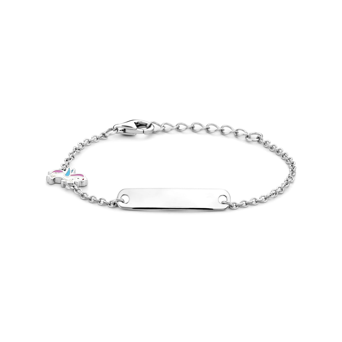 Gravurarmband Einhorn Plättchen 4,5 mm 11 + 2 cm Silber rhodiniert