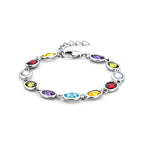 armband gekleurd zirkonia 16 + 3 cm zilver gerhodineerd