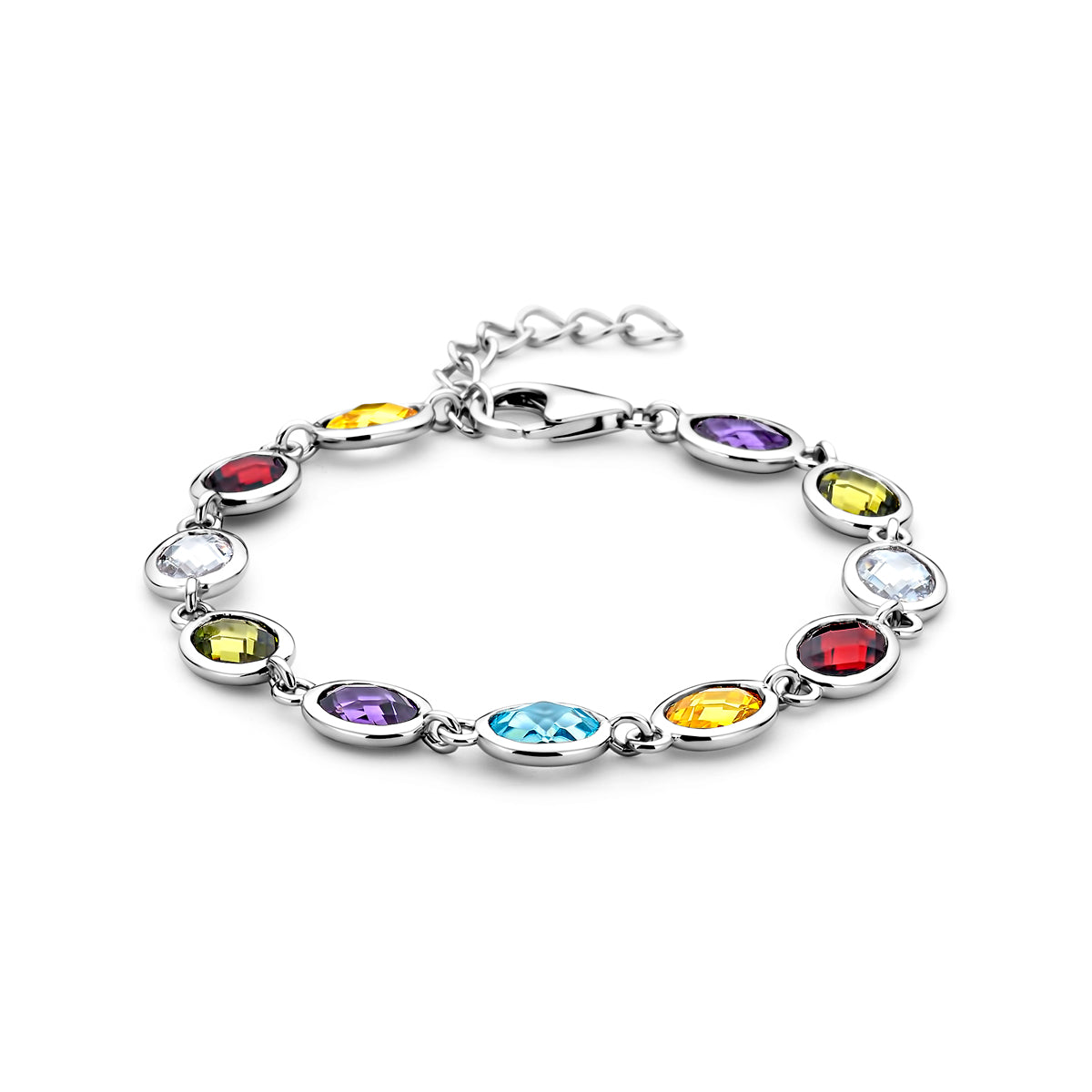 Armband farbiger Zirkonia 16 + 3 cm Silber rhodiniert