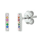Ohrstecker Stab Zirkonia Silber rhodiniert
