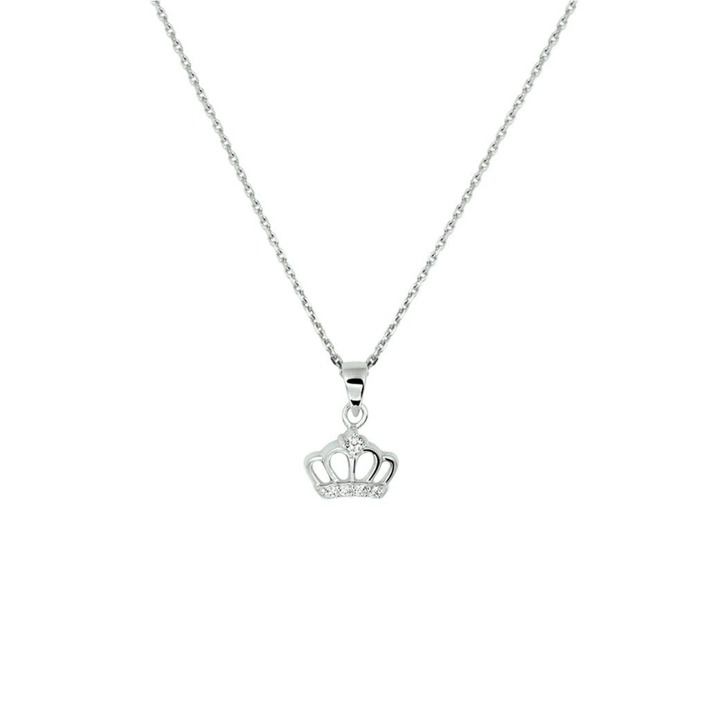 Halskette Krone Zirkonia 36 + 4 cm Silber rhodiniert