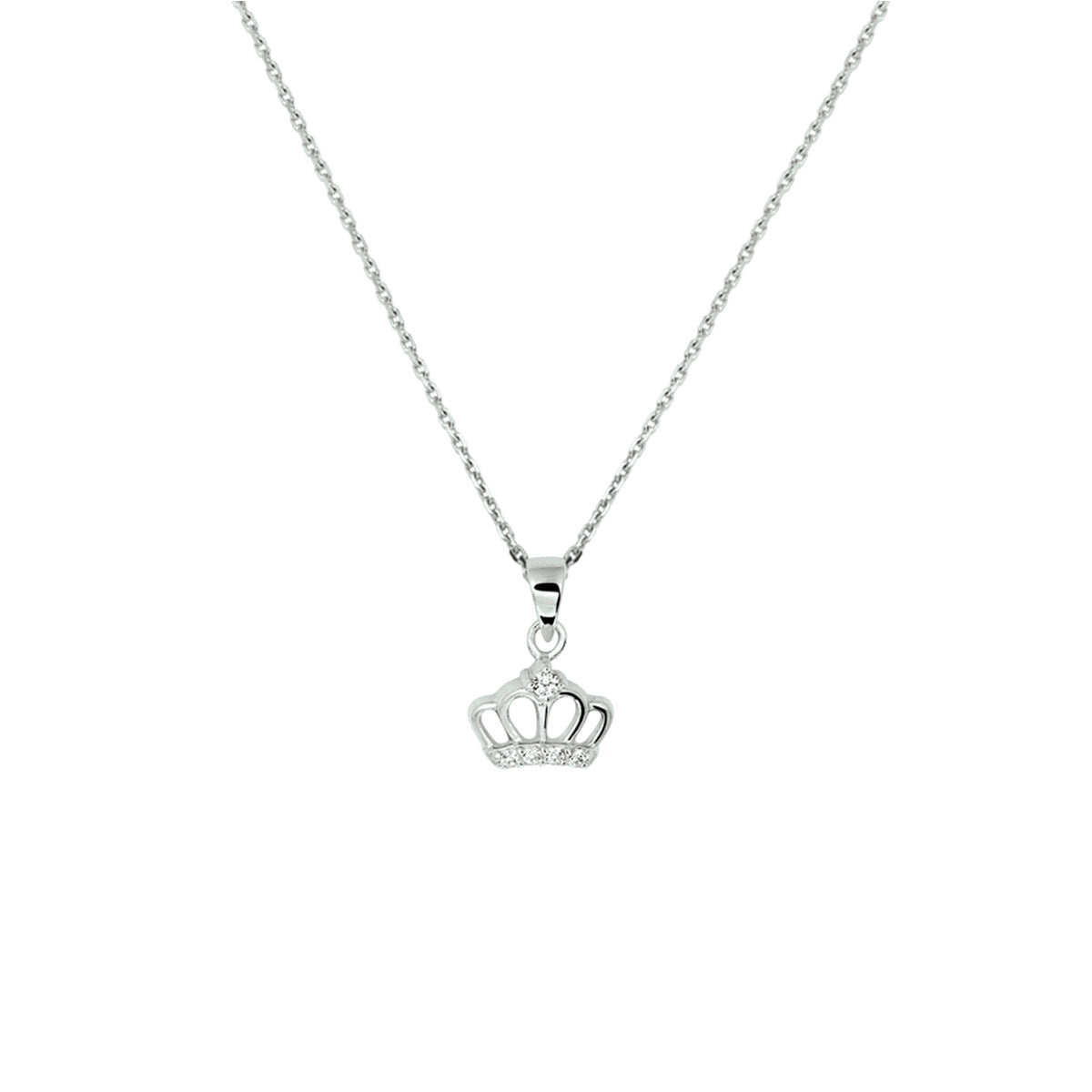 Halskette Krone Zirkonia 36 + 4 cm Silber rhodiniert