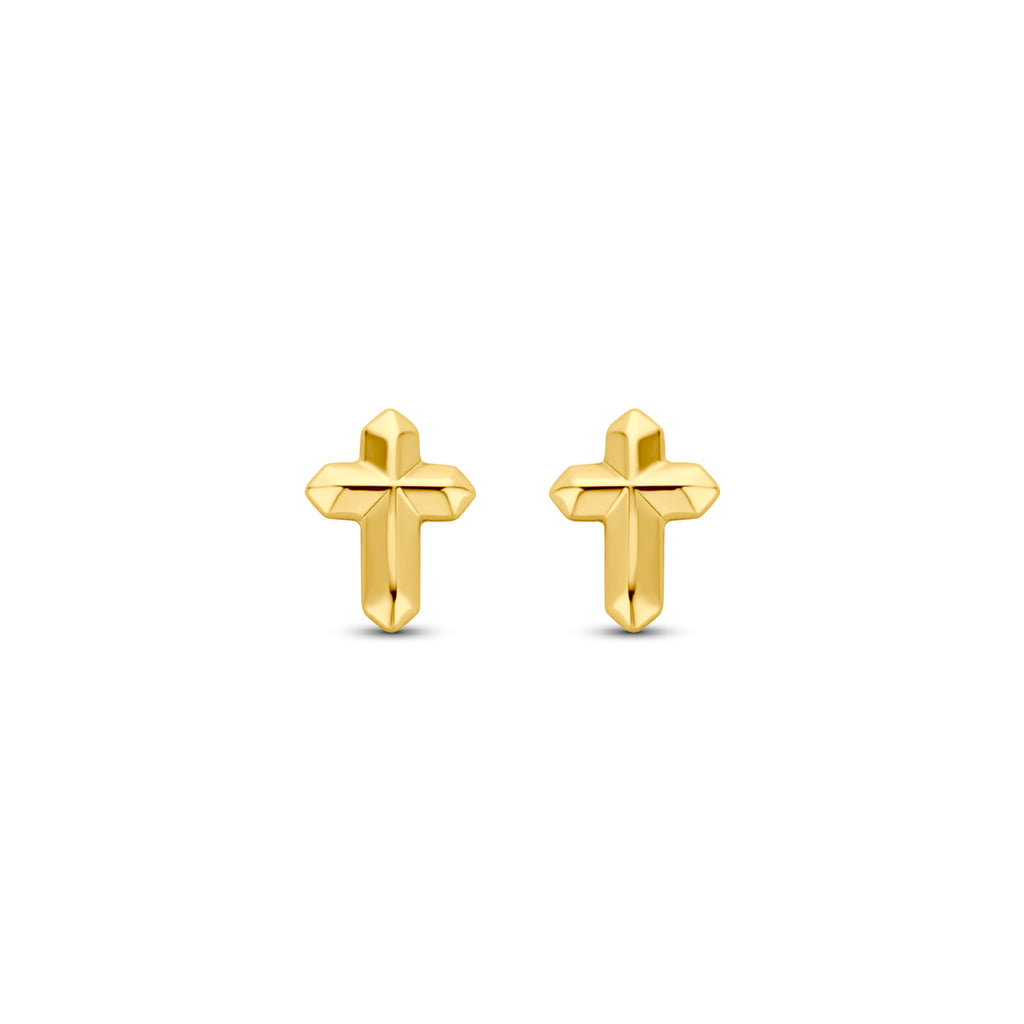 Ohrstecker Kreuz 6 mm 14K Gelbgold