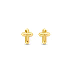Ohrstecker Kreuz 6 mm 14K Gelbgold