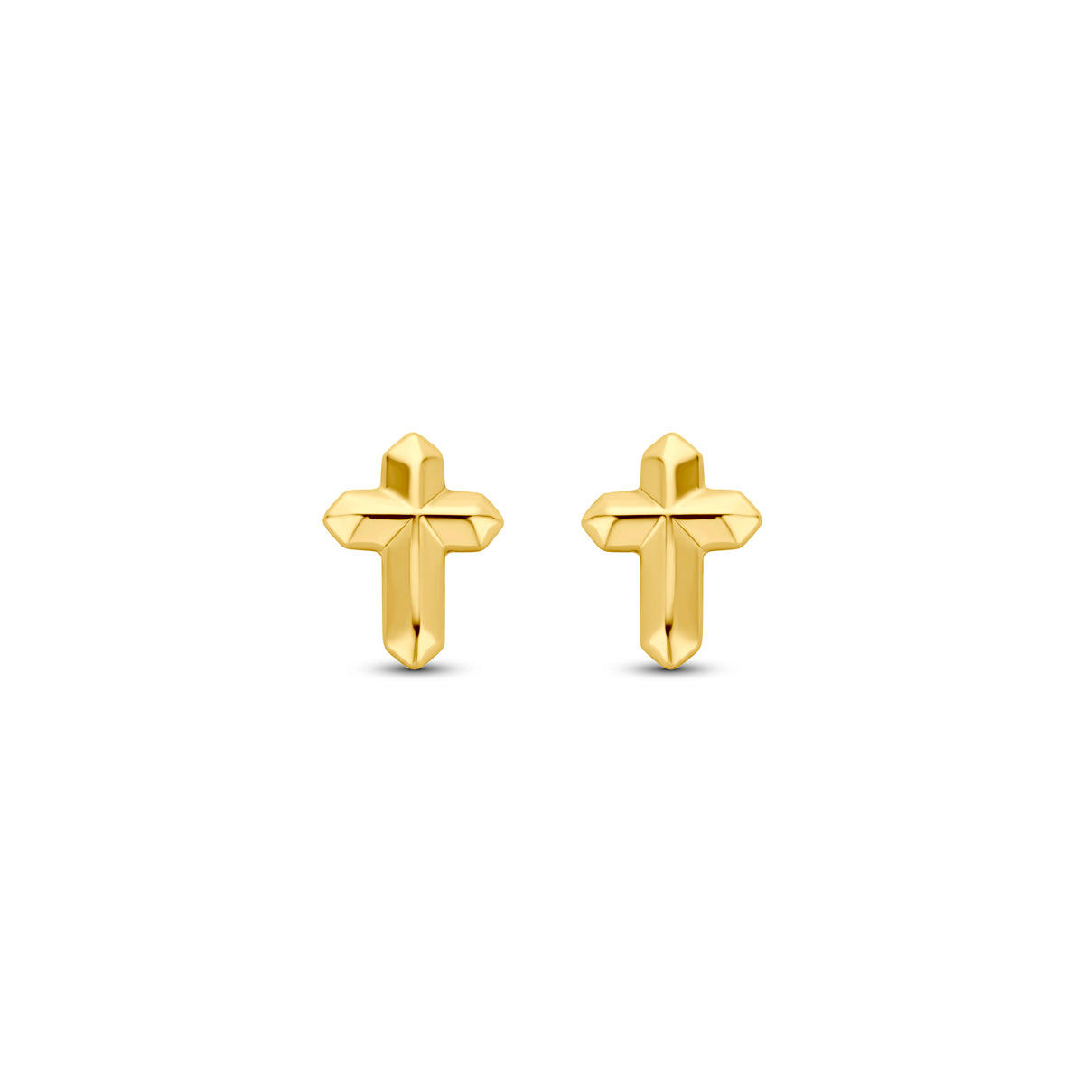 Ohrstecker Kreuz 6 mm 14K Gelbgold
