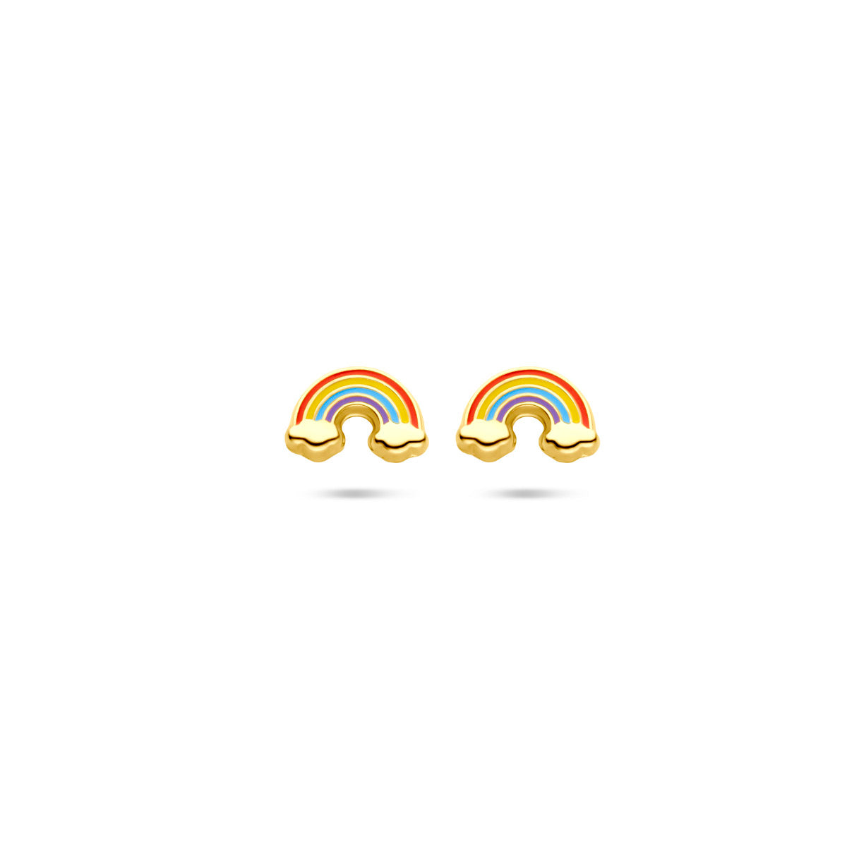Ohrstecker Emaille Regenbogen 5,5 mm 14K Gelbgold