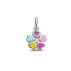 Anhänger Blume Zirkonia Emaille rhodiniertes Silber