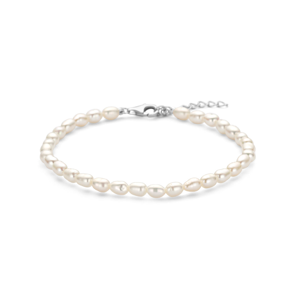 Armband Perlen 18 + 3 cm rhodiniertes Silber