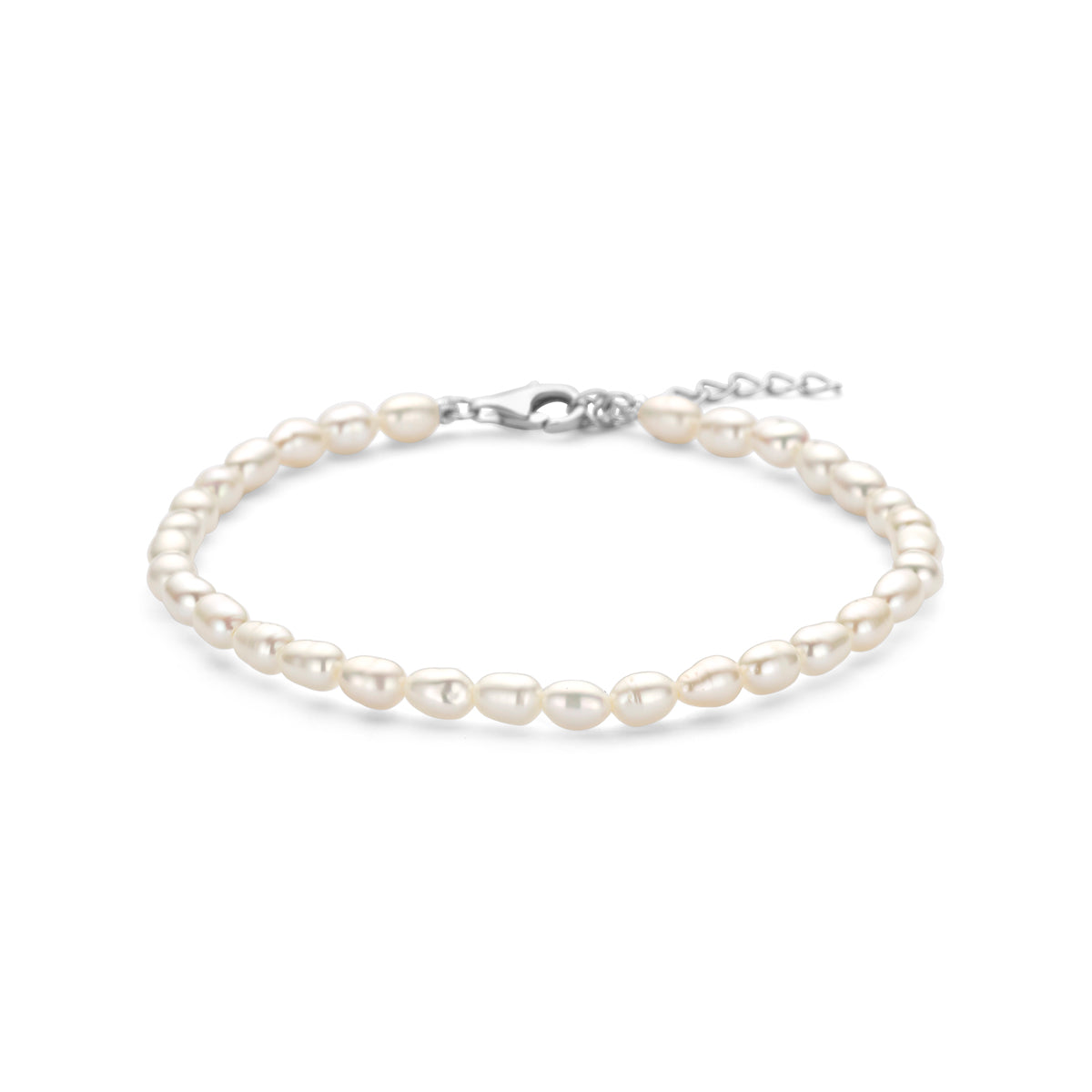 Armband Perlen 18 + 3 cm rhodiniertes Silber