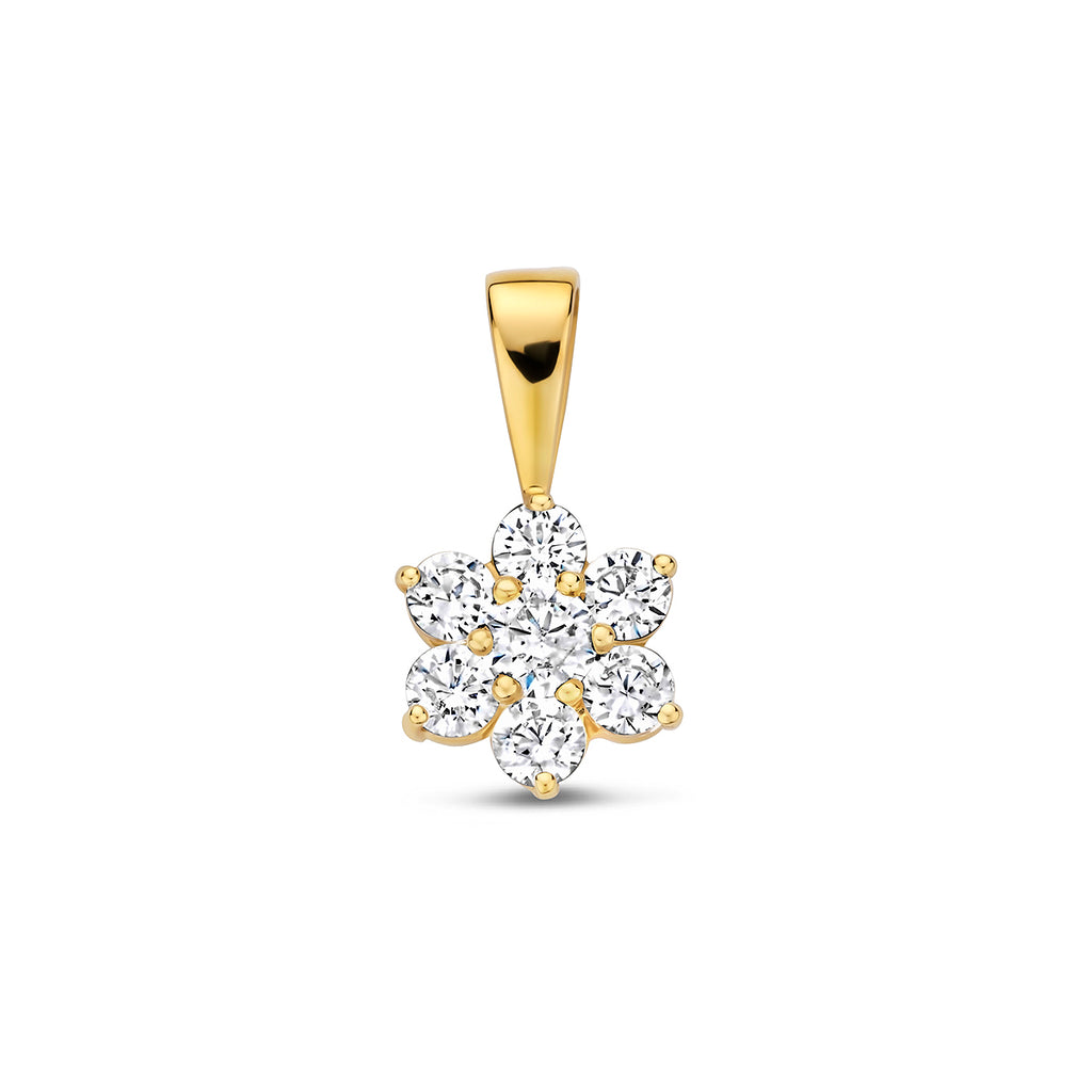 hanger zirkonia halo 14K geelgoud