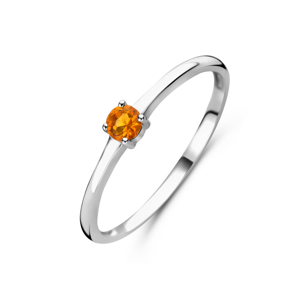 Ring mit Geburtsstein November Citrin rhodiniert Sterlingsilber