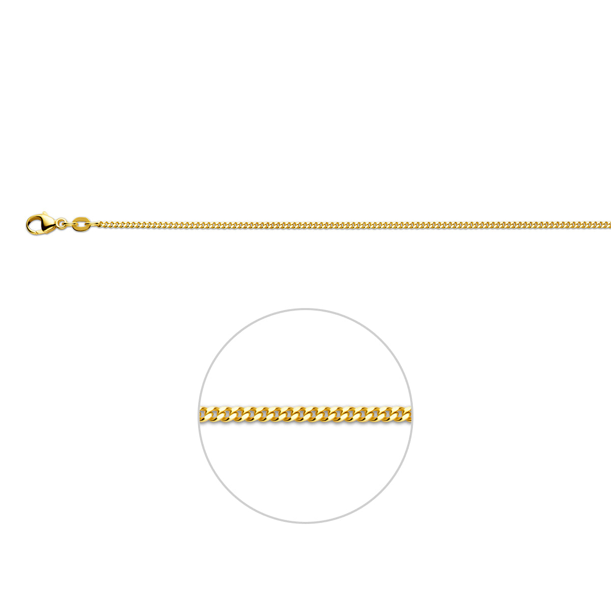 gourmette 4 zijdes geslepen 1,6 mm 14K geelgoud