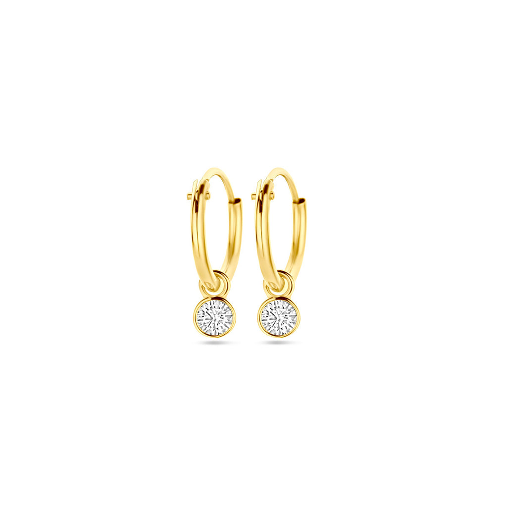 Ohrringe mit Zirkonia-Anhängern 14 mm 14K Gelbgold