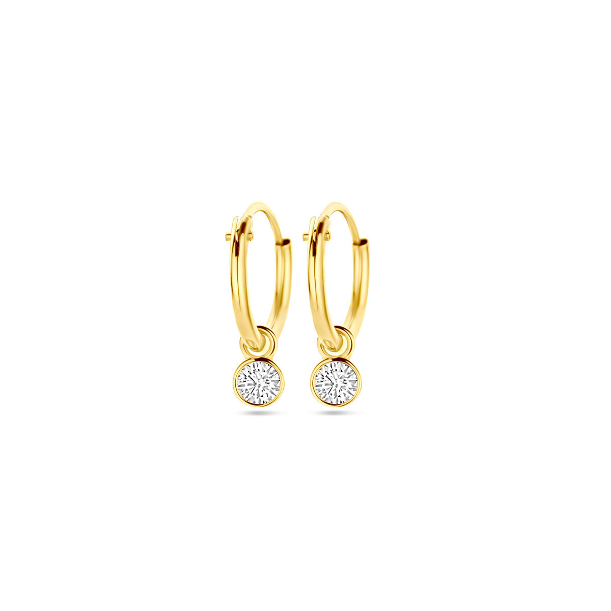 Ohrringe mit Zirkonia-Anhängern 14 mm 14K Gelbgold