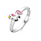 ring eenhoorn emaille zilver gerhodineerd