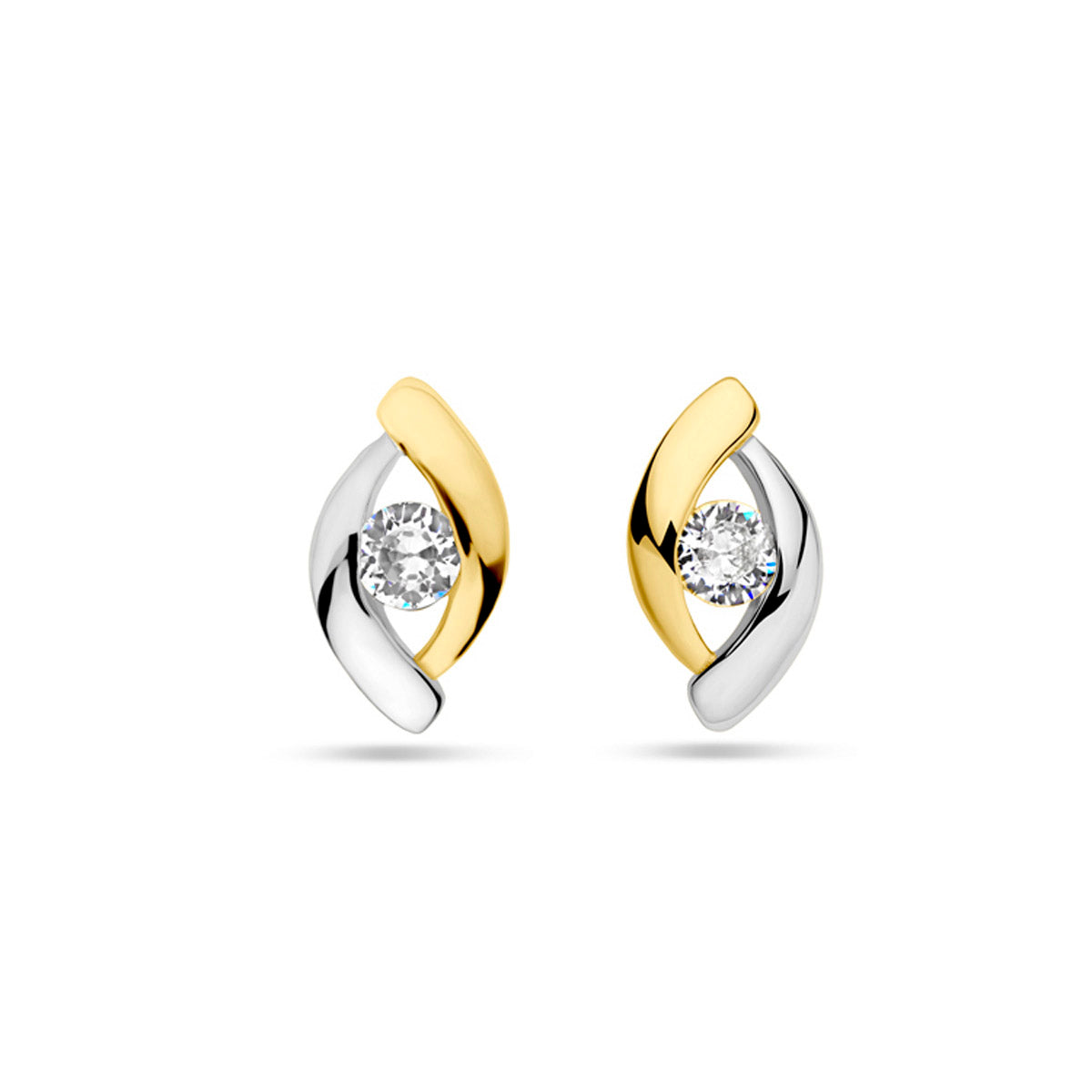 Ohrstecker Zirkonia 1 Micron Silber vergoldet (Gelb/Rhodium)