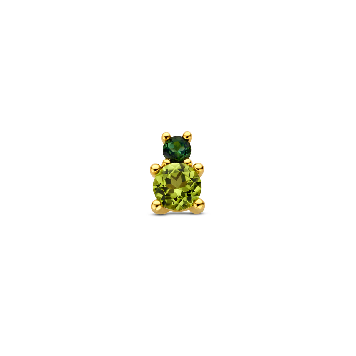 hanger peridot en groen toermalijn 8,5 mm 14K geelgoud