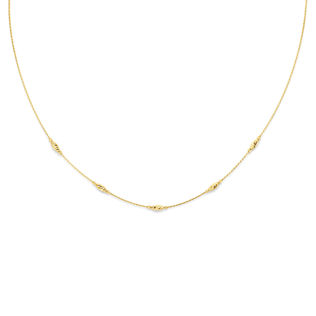 collier gediamanteerd 40 + 4 cm 14K geelgoud