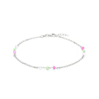 Fußkettchen mehrere Farben Kristallkugeln 24 + 2 cm Silber rhodiniert