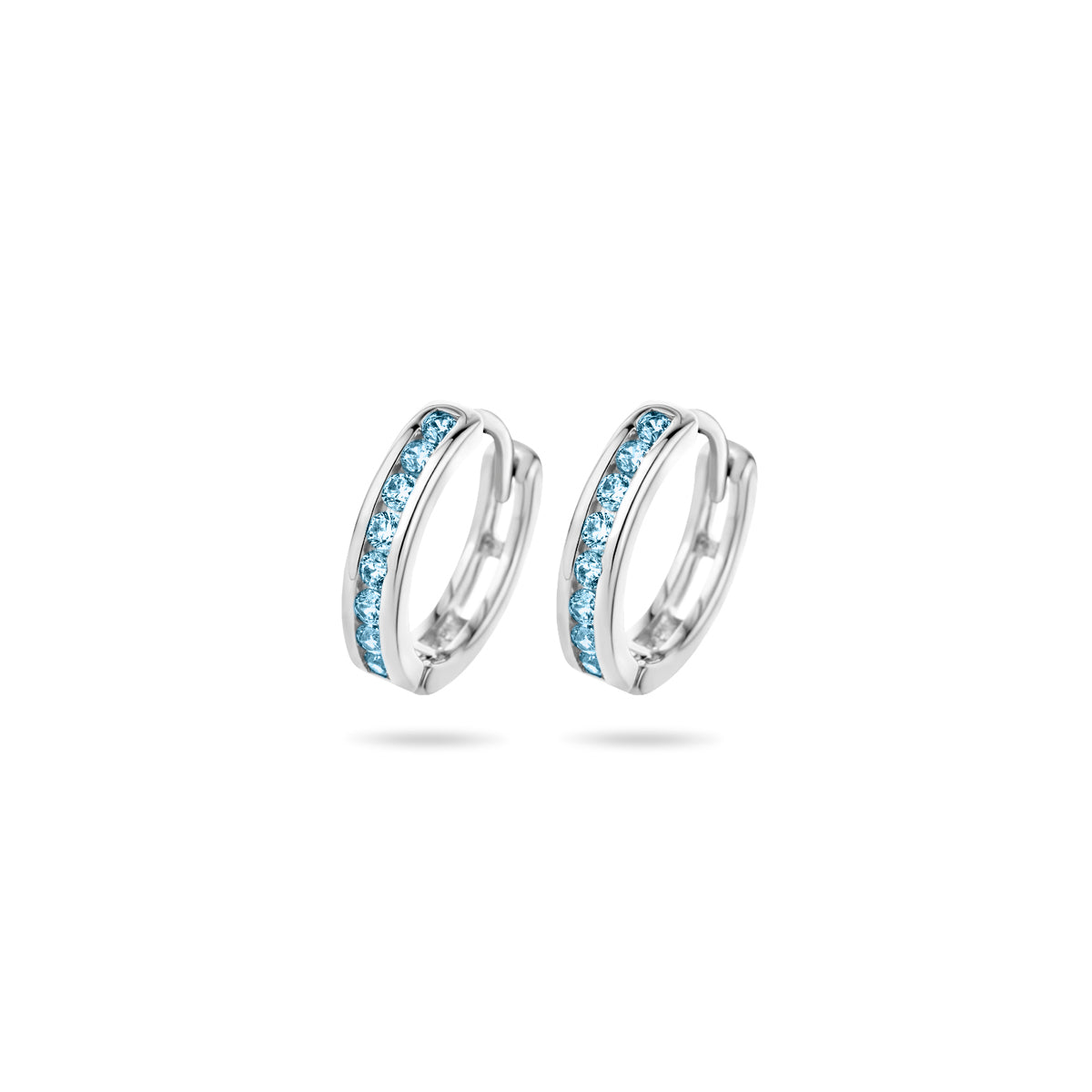 Klappcreolen blau Zirkonia 12,5 mm Silber rhodiniert