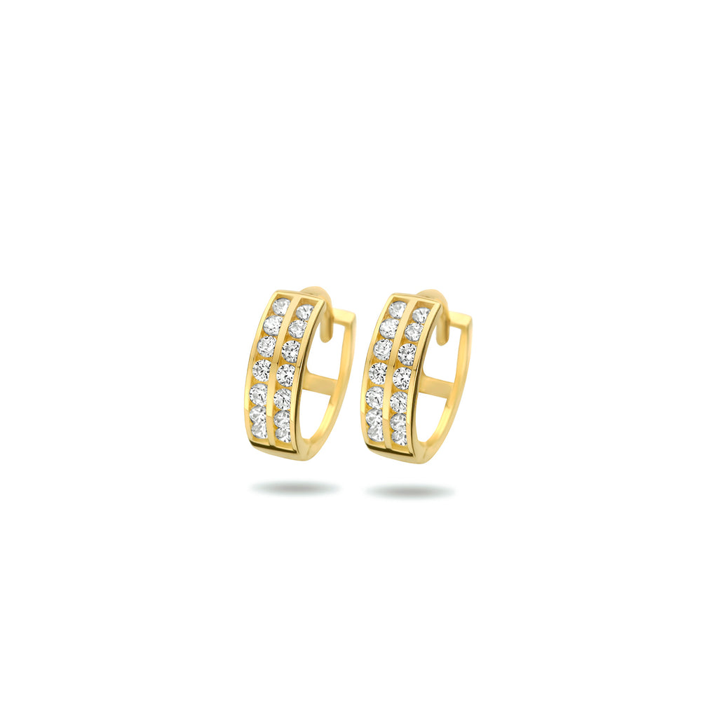 Klappohrringe Zirkonia 11,5 mm 14K Gelbgold