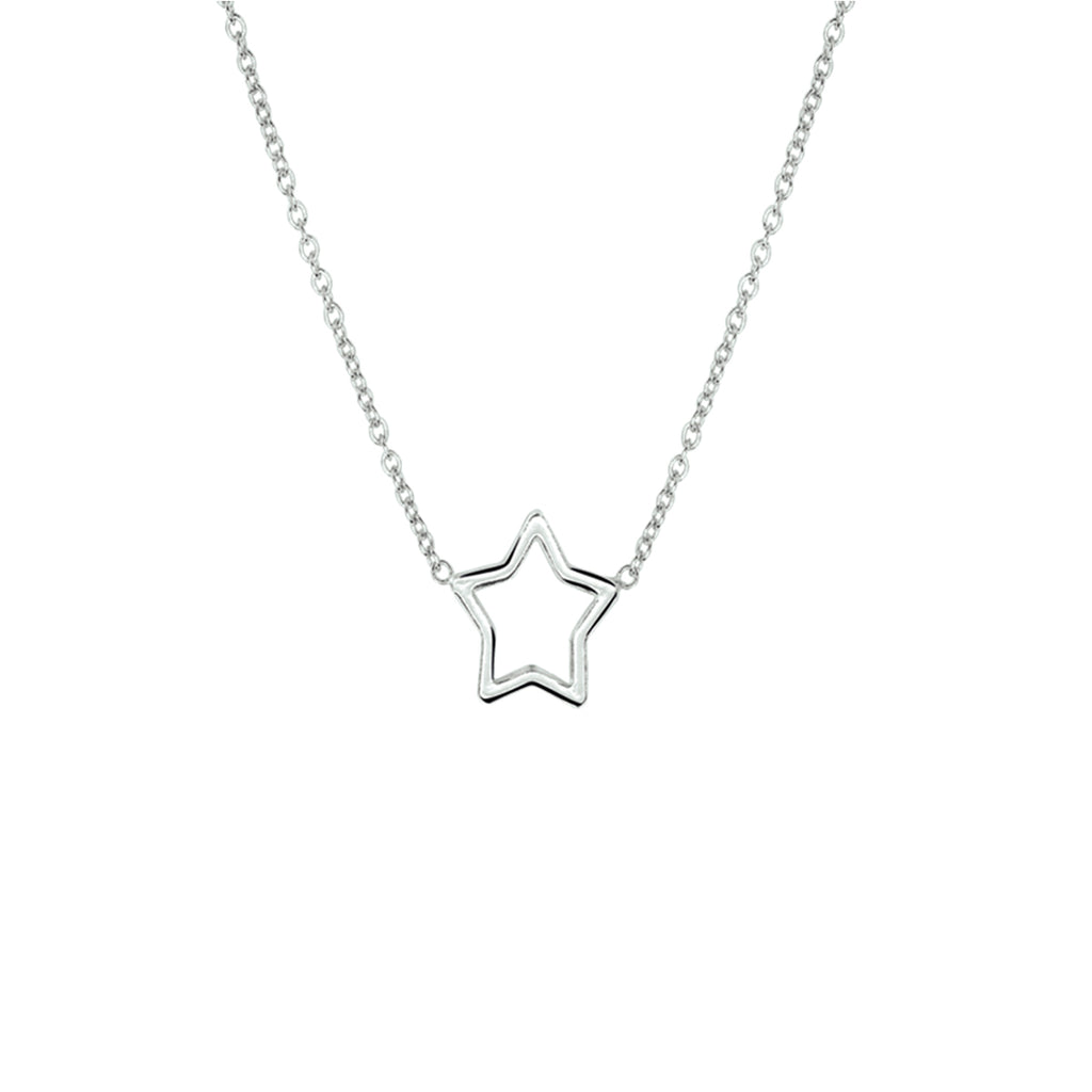 Halskette Stern 41 + 5 cm Silber rhodiniert