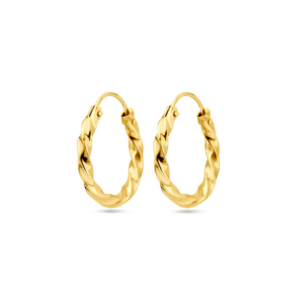 oorringen gedraaide buis 17 mm 14K geelgoud