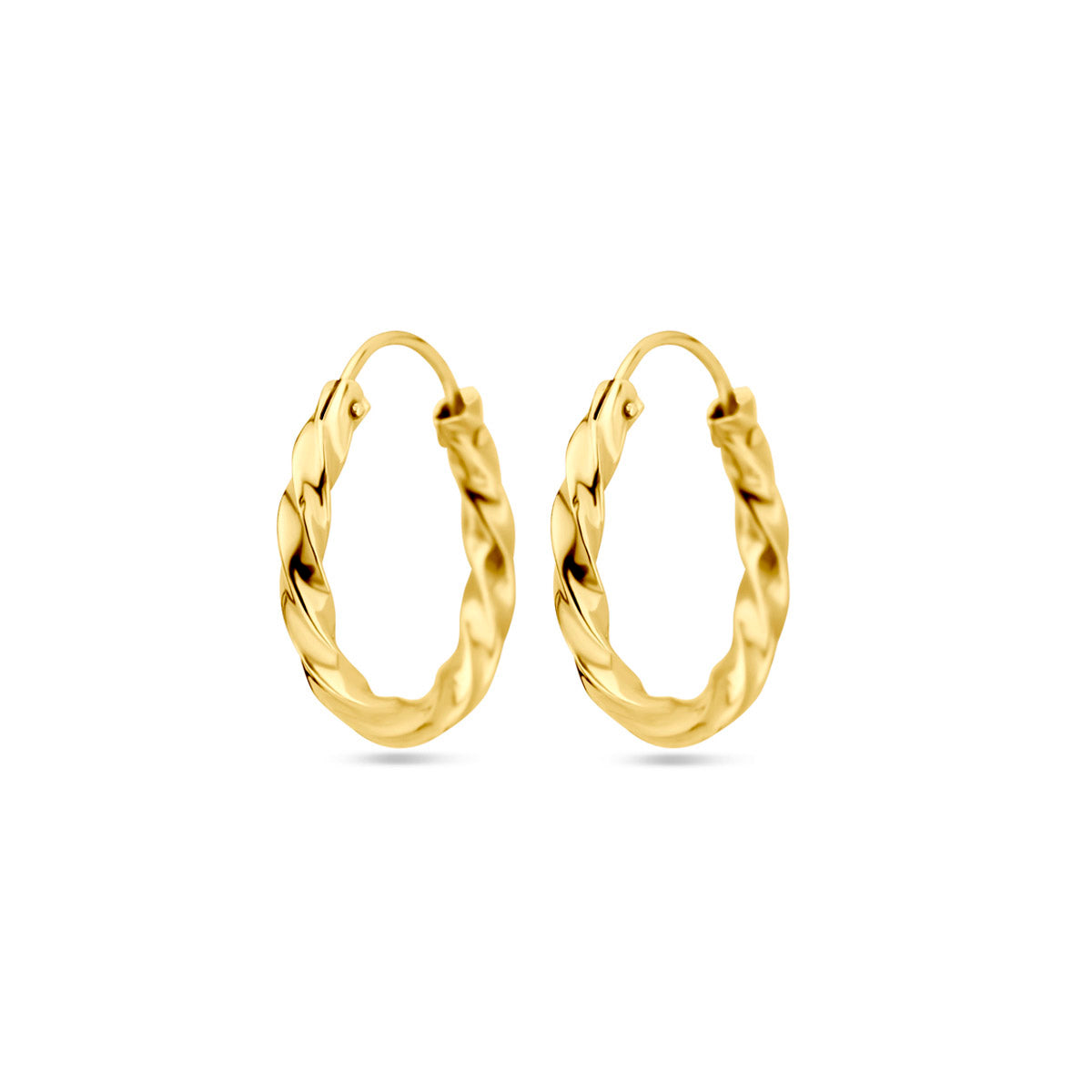 oorringen gedraaide buis 17 mm 14K geelgoud