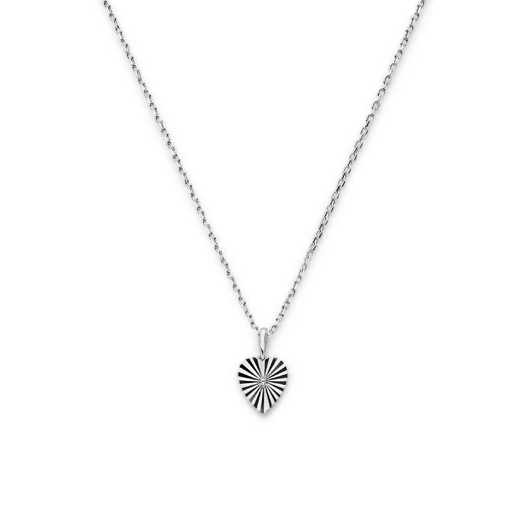 Halskette Herz Zirkonia diamantiert 41 + 4 cm Silber rhodiniert