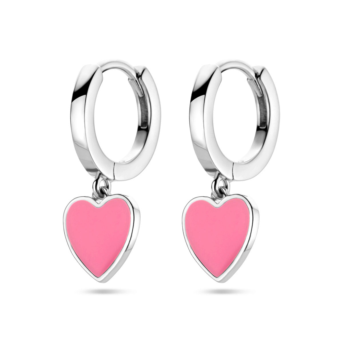 Ohrhänger rosa Emaille, Silber rhodiniert