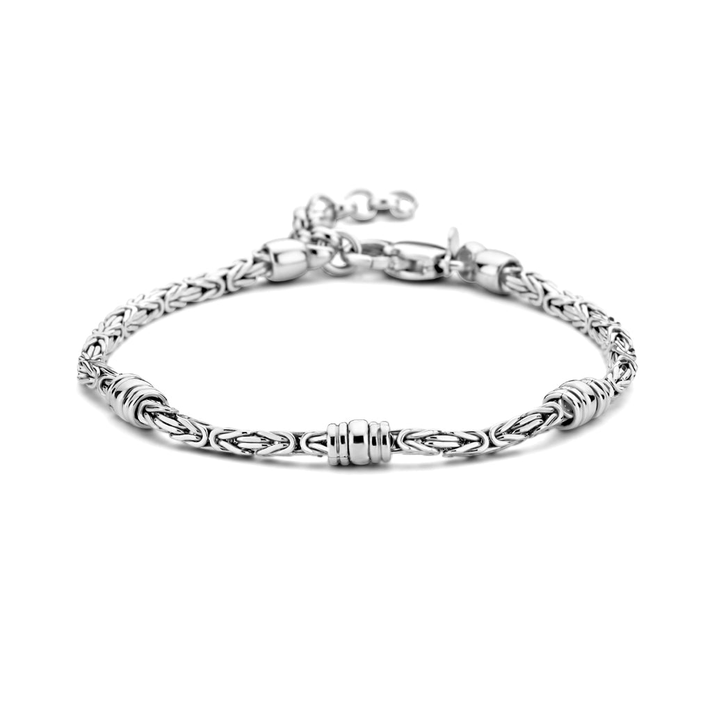 königliches Armband 2,5 mm und Ringe 18 + 3 cm Silber rhodiniert