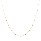 collier gekleurd zirkonia 41 - 43 - 45 cm 14K geelgoud