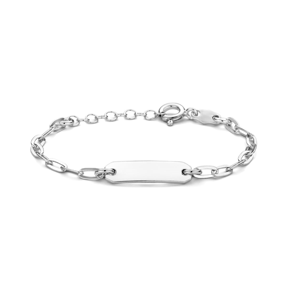 Gravurarmband Büroklammer Flachrohrplatte 5,0 mm 11 + 2 cm Silber rhodiniert