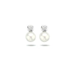 Ohrstecker Perle und Zirkonia Silber rhodiniert