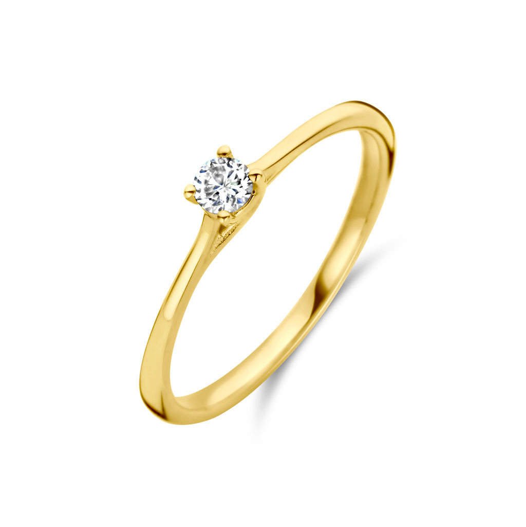 aanzoeksring diamant 0.10ct h si 14K geelgoud